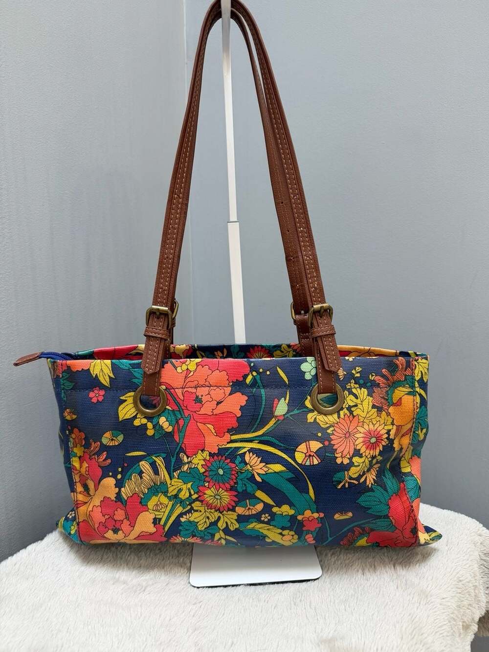 Sakroots Artist Circle Multi Color Floral Coated Canvas Tote Handbag